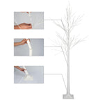 3PCS White Christmas Tree, 4FT 5FT 6FT Prelit Birth Tree Set with LED Lights, Lighted Artificial Christmas Tree for Holiday Xmas Party Decoration Indoor Outdoor Decor