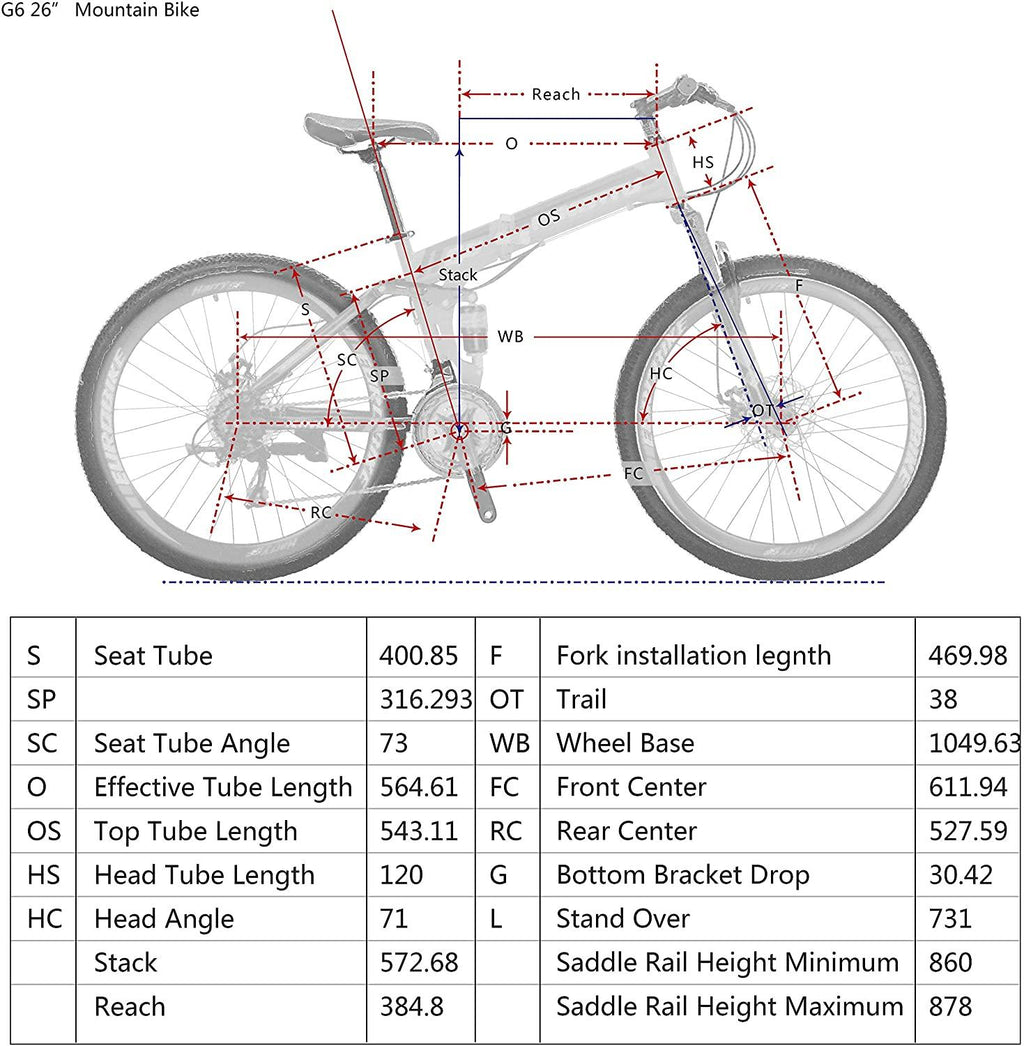 Mountain Bike LZ-G6 26inches Dual Disc Brake Folding Mountain Bicycle Full_Suspension Bicycle 3-Spokes Wheels 21speeds Outdoors Cycling Red