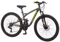 Mongoose Status Mountain Bike for Men and Women-Color:Charcoal,Style:Uni Full/Susp