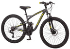 Mongoose Status Mountain Bike for Men and Women-Color:Charcoal,Style:Uni Full/Susp