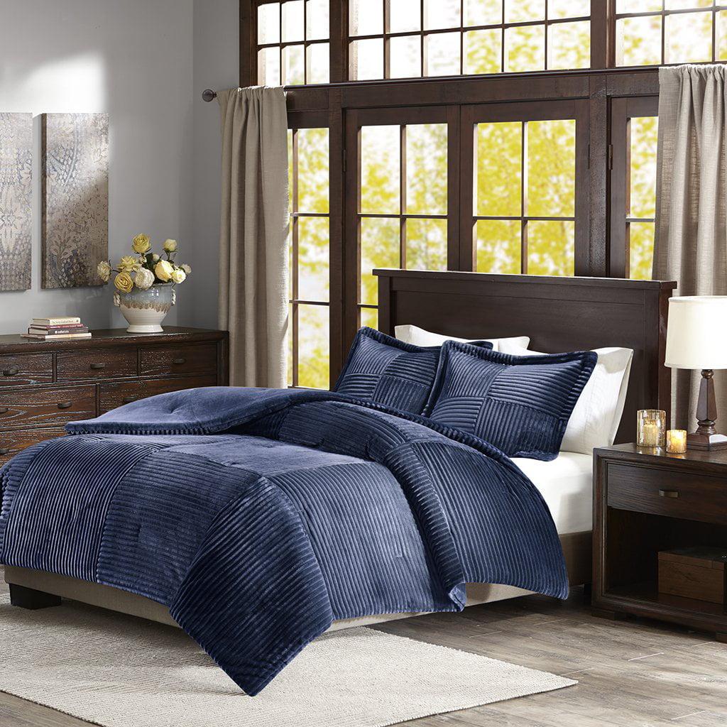 Gracie Mills Parker Corduroy Plush Comforter Mini Set Navy King/Cal - BASI10-0425