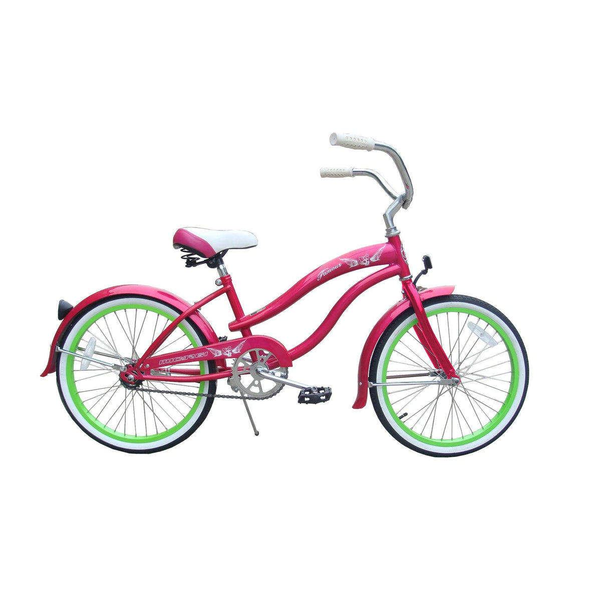 Micargi 20 In. Famous Kid's Size Bike Cruiser, Blue, Pink and White