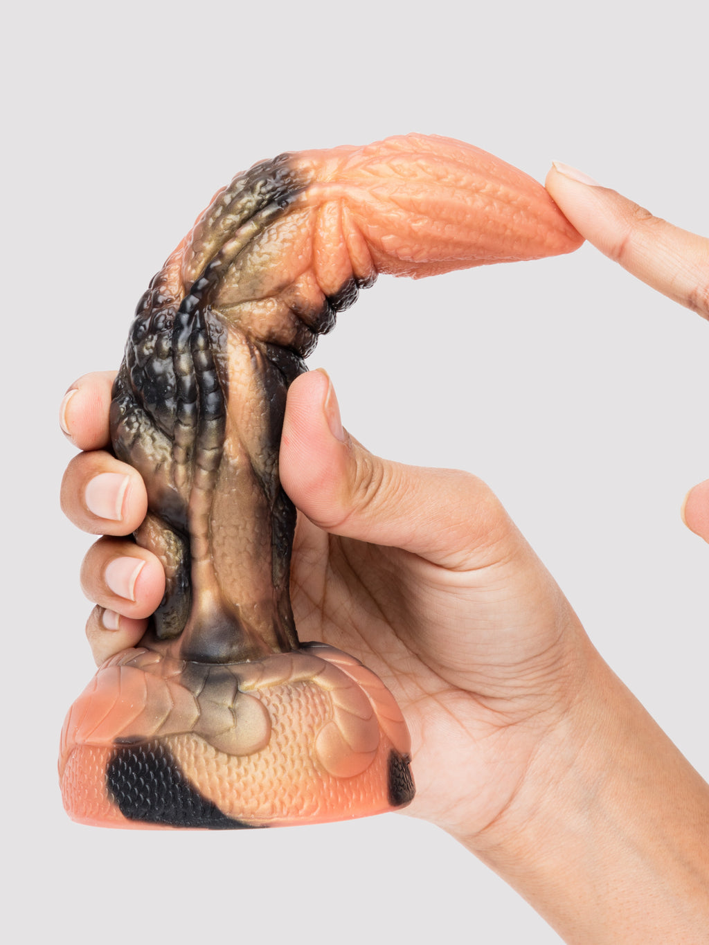 Fantasy Rippled Dragon Tentacle Silicone Dildo 6.5 Inch, Brown