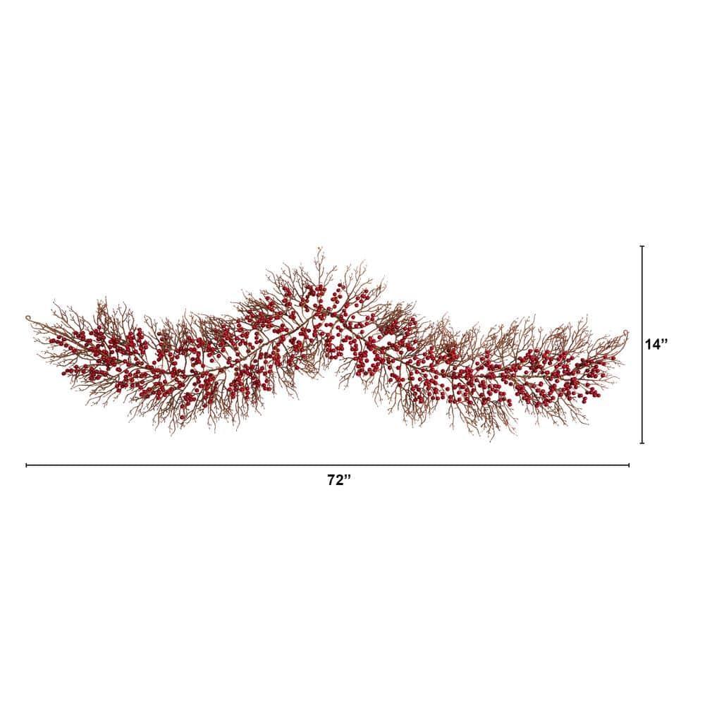 6 ft. Unlit Artificial Red Berry Artificial Christmas Garland