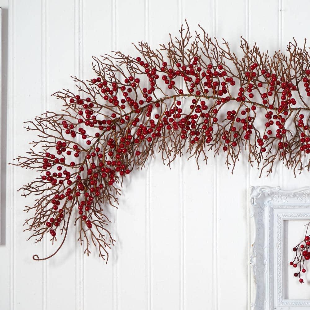 6 ft. Unlit Artificial Red Berry Artificial Christmas Garland