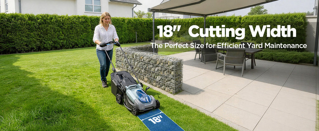 18-Inch Electric Lawn Mower, 40V Brushless Cordless Push Mower with 4.0Ah Battery &amp; Charger, 2-in-1 Mulching/Bagging, 6-Position Height for Small to Medium Yards