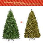 Costway Pre-Lit PVC Christmas Tree 7Ft Spruce Hinged 700 LED Lights