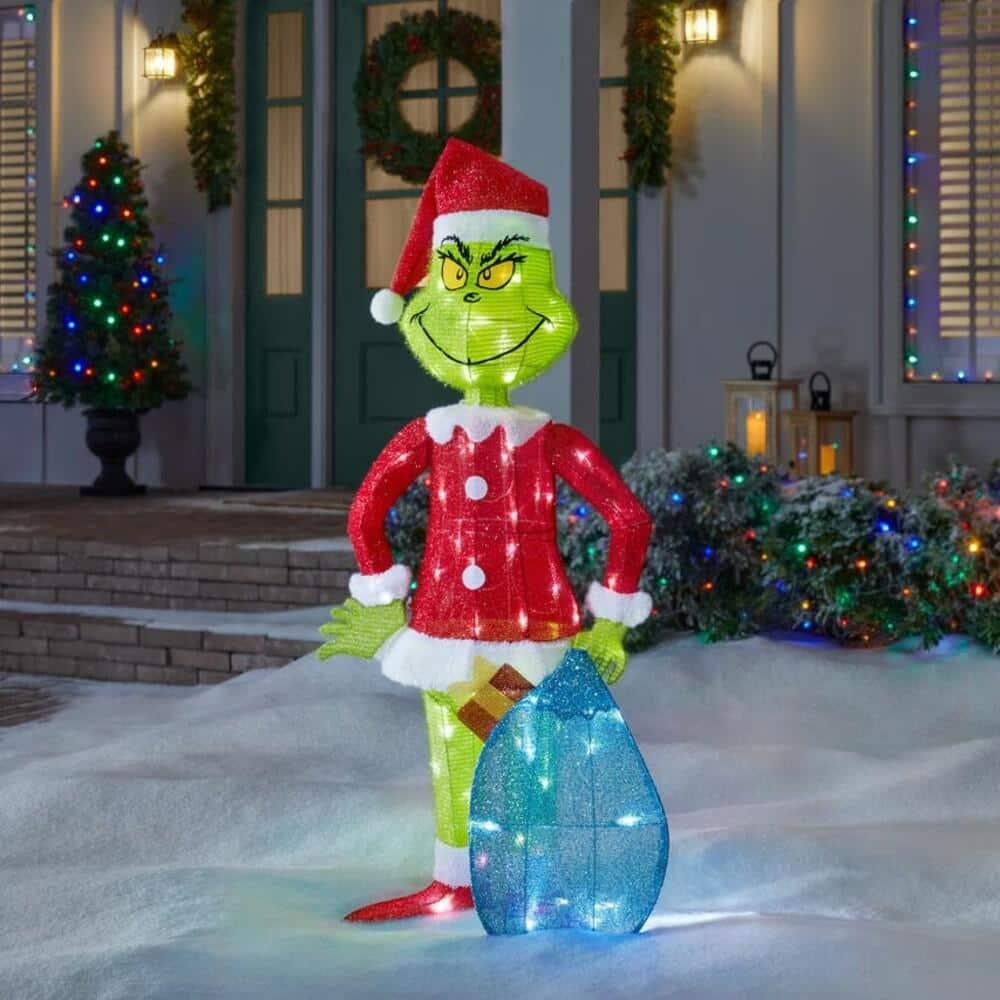 48 in Warm White LED Grinch Holiday Yard Decoration