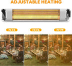 Patio Heater, Electric Outdoor Infrared Space Heater Wall Mount with Aluminum Alloy, Remote Control &amp; LED Display, Ideal for Backyard Porch Garage, Super Quiet and 24H Timer Auto Shut Off, Gold Tube