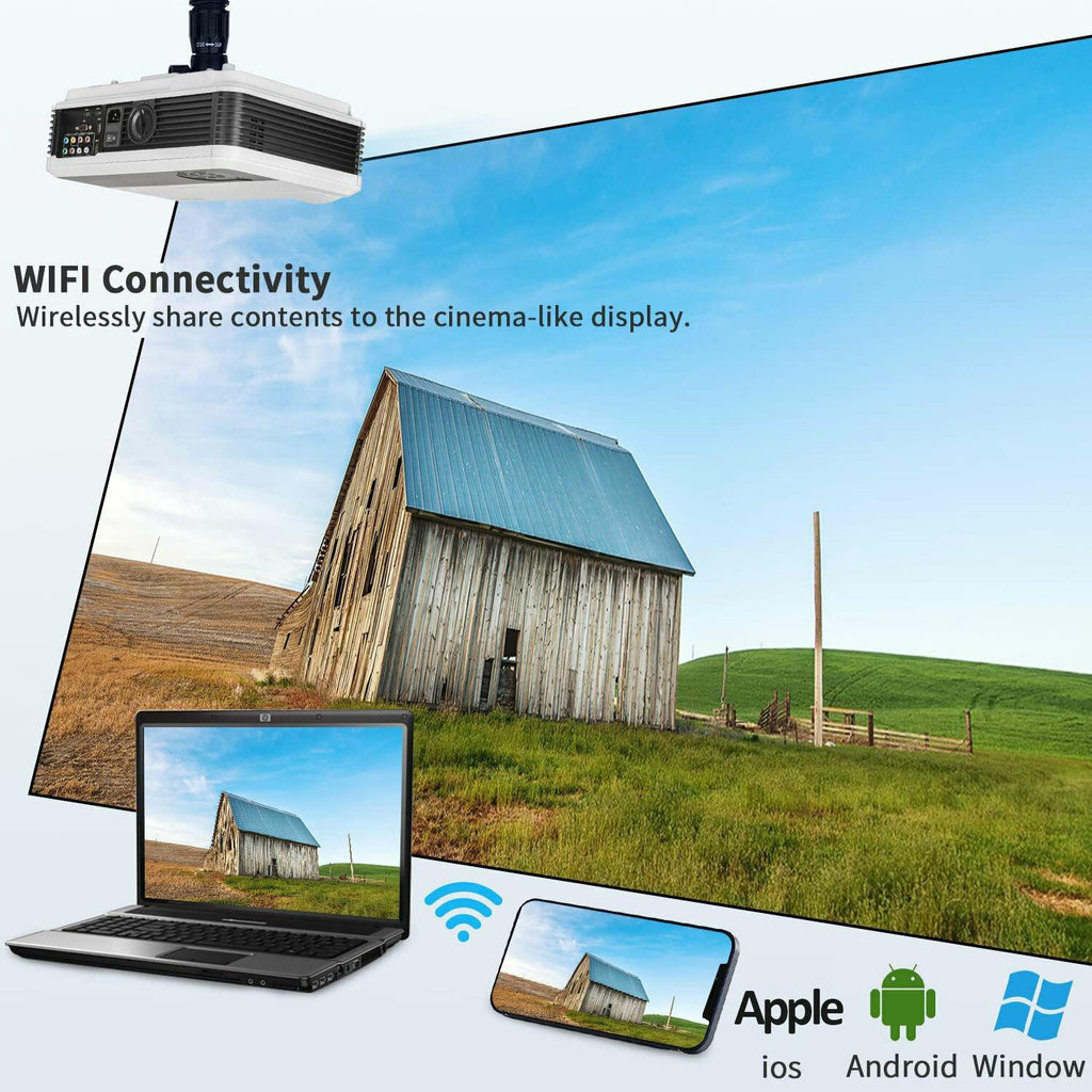 6000lms android blue-tooth wifi projector smart home theater wireless tv youtube