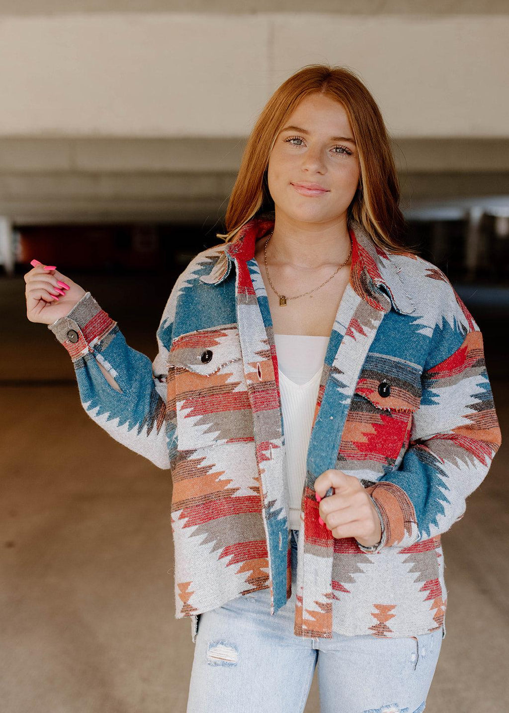 jacket - rust &amp; turquoise