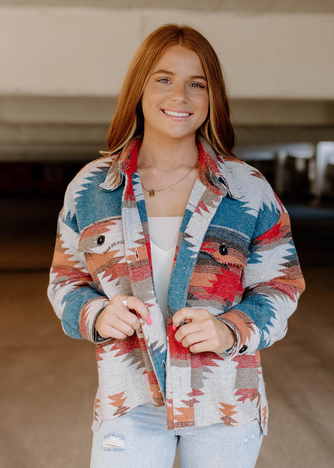 jacket - rust &amp; turquoise