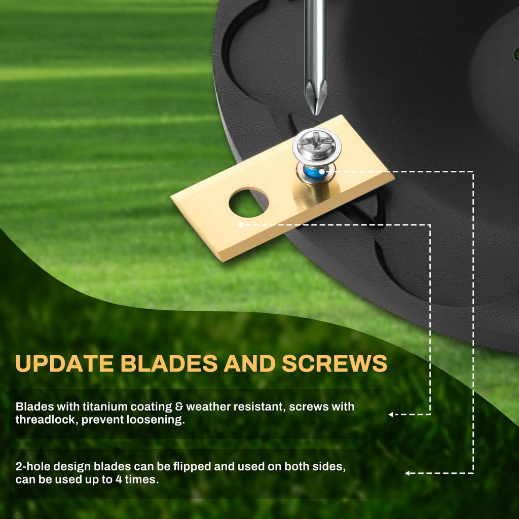 [Upgrade] 2 Blade Discs + 12 Pcs Blades Compatible with  A1600, A2000, A2500 and A3000, Lawn Mower Robot Blade Disc, Robotic Lawn Mower Turntable