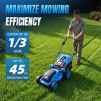17-Inch Cordless Lawn Mower with 2 x 21V 4.0Ah Batteries &amp; Dual-Port Fast Charger, Battery Powered Push Mower, 6-Position Cutting Height Adjustment, 50L Grass Collection Bag