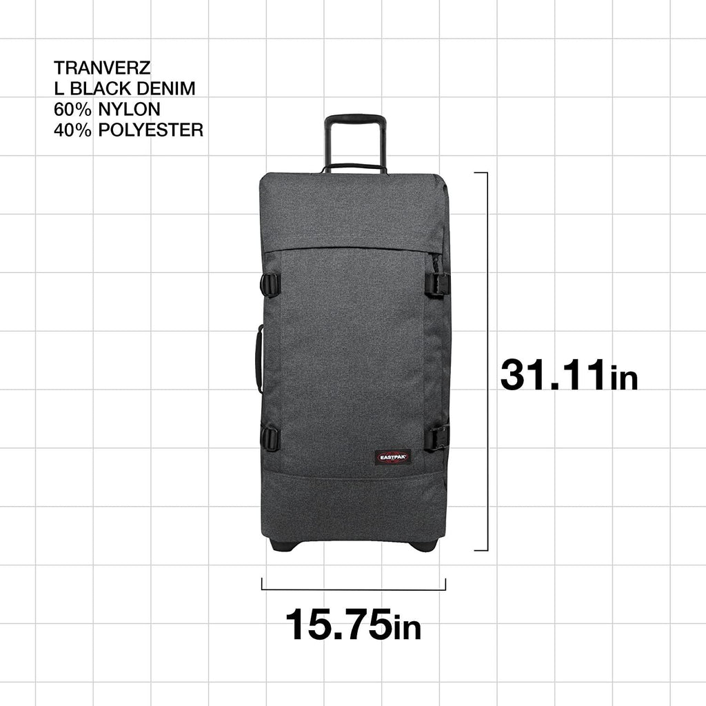 Tranverz - Suitcase with Wheels - Rolling Luggage for Travel with TSA Lock, 2 Wheels, 2 Compartments, and Compression Straps - L, Black Denim