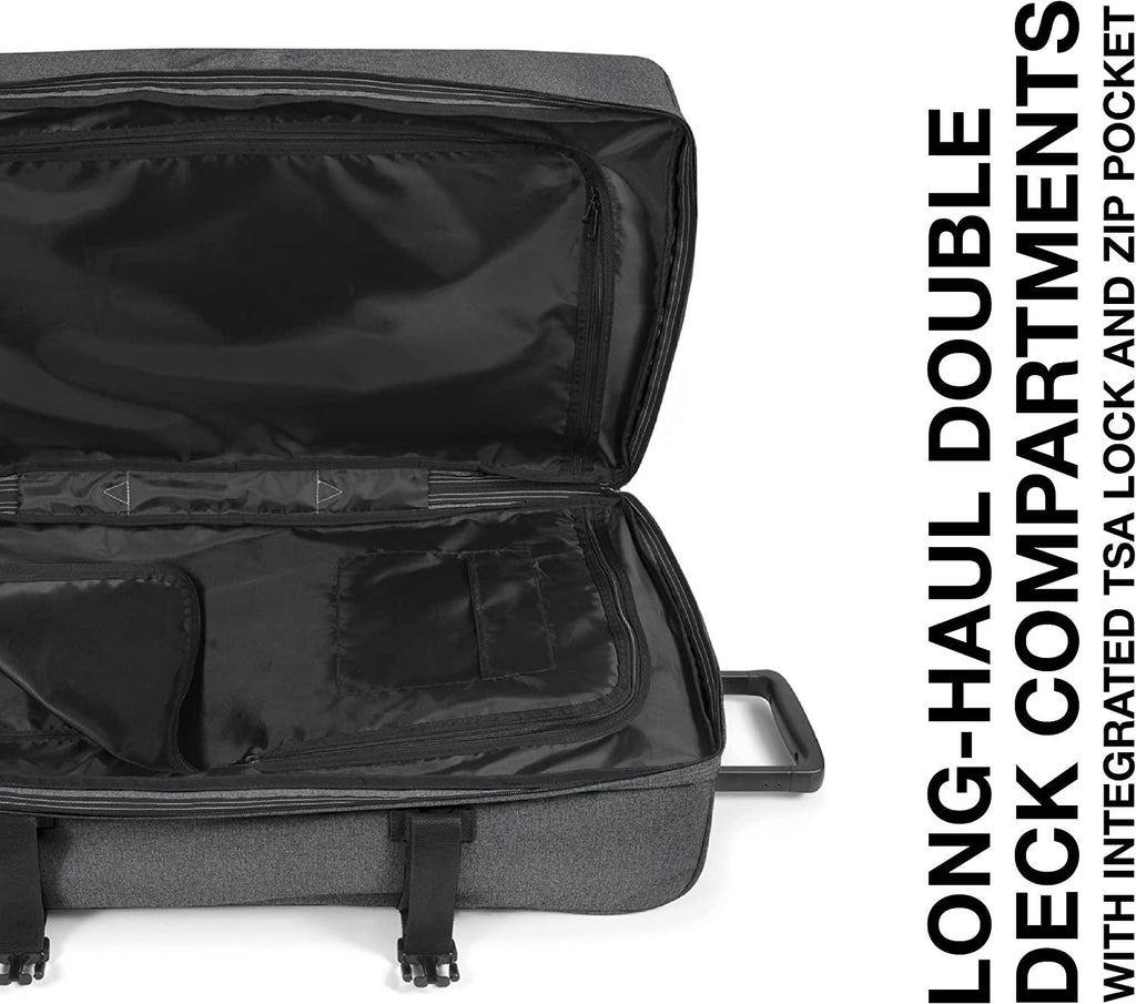 Tranverz - Suitcase with Wheels - Rolling Luggage for Travel with TSA Lock, 2 Wheels, 2 Compartments, and Compression Straps - L, Black Denim