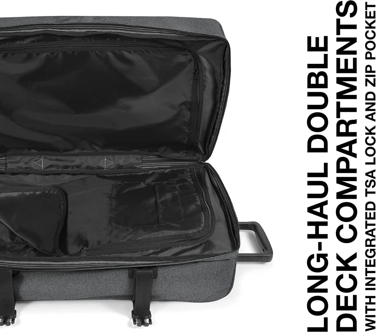 Tranverz - Suitcase with Wheels - Rolling Luggage for Travel with TSA Lock, 2 Wheels, 2 Compartments, and Compression Straps - L, Black Denim