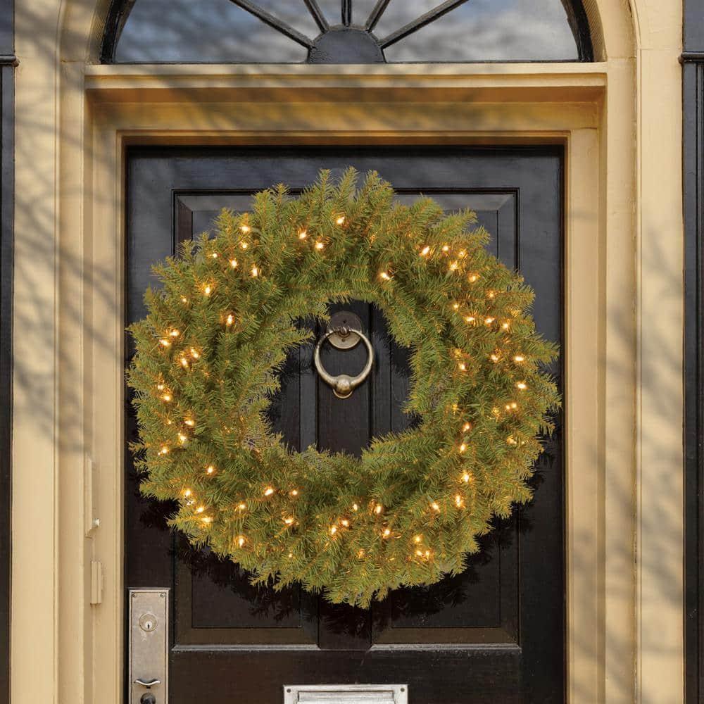 30" Norwood Fir Wreath with Battery Operated Dual Color LED Lights Artificial Christmas Wreath
