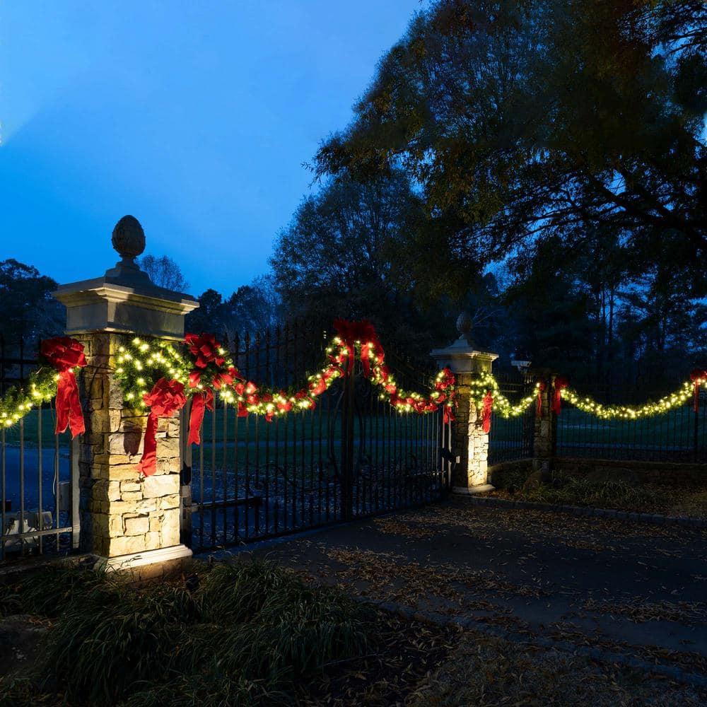 9 ft. Pre-Lit LED Artificial Sequoia Fir Commercial Christmas Garland with 100 Warm White Lights