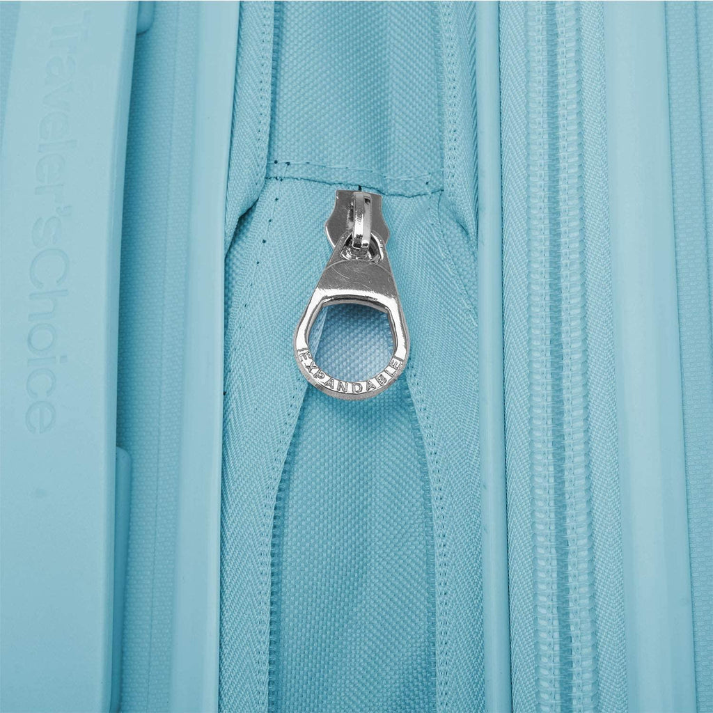 Pagosa Indestructible Hardshell Expandable Spinner Luggage, Baby Blue, Checked-Medium 26-Inch