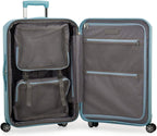 Pagosa Indestructible Hardshell Expandable Spinner Luggage, Baby Blue, Checked-Medium 26-Inch