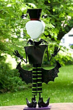 4.3ft Tall Metal SkelMan with Top-hat 'Happy Halloween' Figurine Decoration