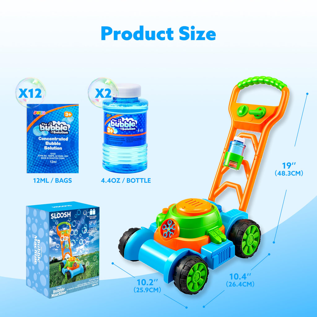 Bubble Lawn Mower Toddler Toys - Spill-Proof Bubble Machine Pretend Gardening Play Toy for A1 2 3 1-3 Year Old Baby Boys Indoor Outdoor Use, Summer Birthday Gifts (Blue)