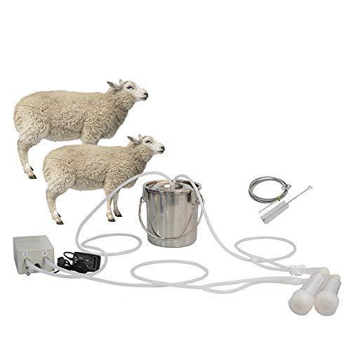 yimei toys goat milking machine pulsating mobile vacuum pump milking machine, agricultural stainless steel food-grade barrel milking machine automatic stop device.(14l,goat)