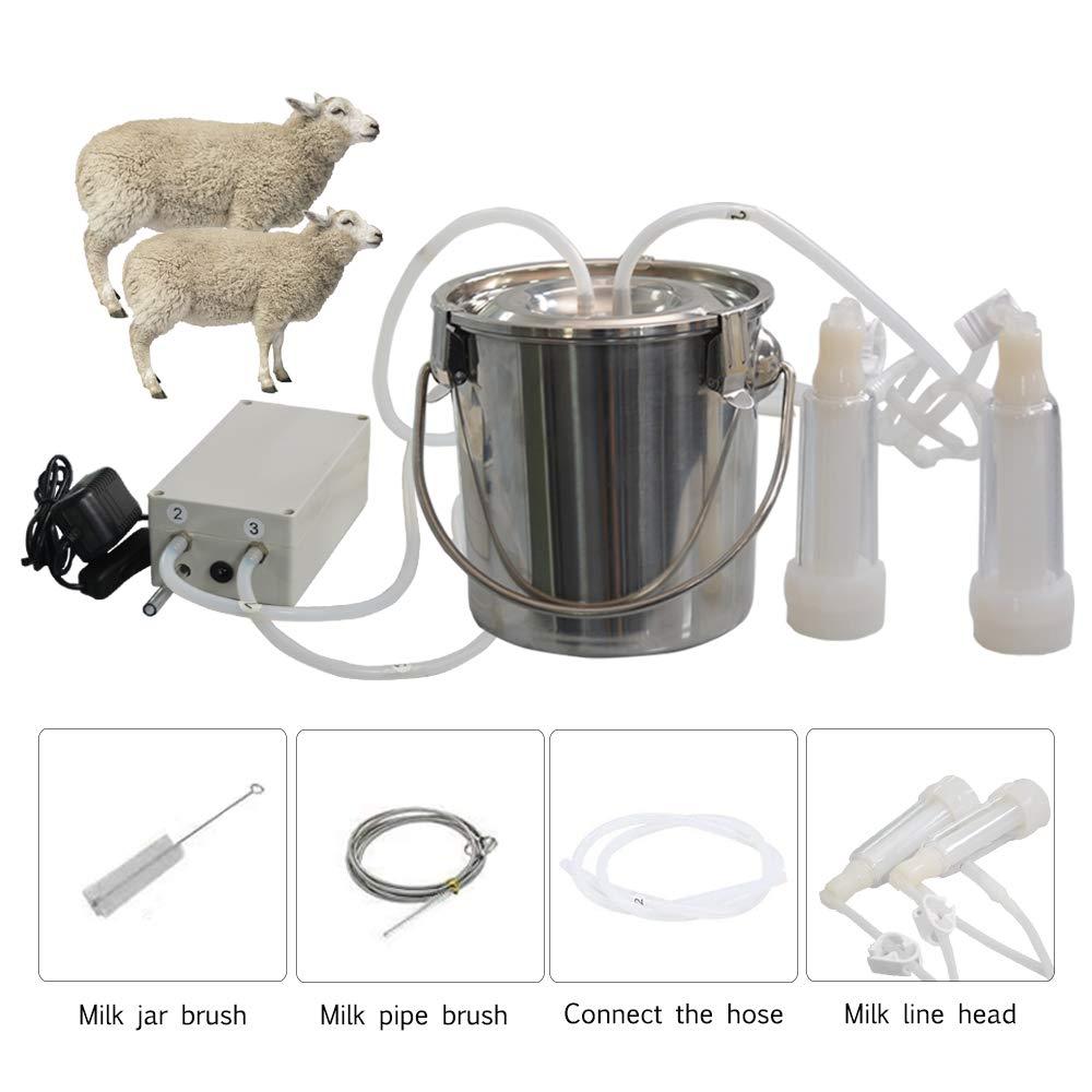 yimei toys goat milking machine pulsating mobile vacuum pump milking machine, agricultural stainless steel food-grade barrel milking machine automatic stop device.(14l,goat)