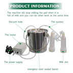 yimei toys goat milking machine pulsating mobile vacuum pump milking machine, agricultural stainless steel food-grade barrel milking machine automatic stop device.(14l,goat)