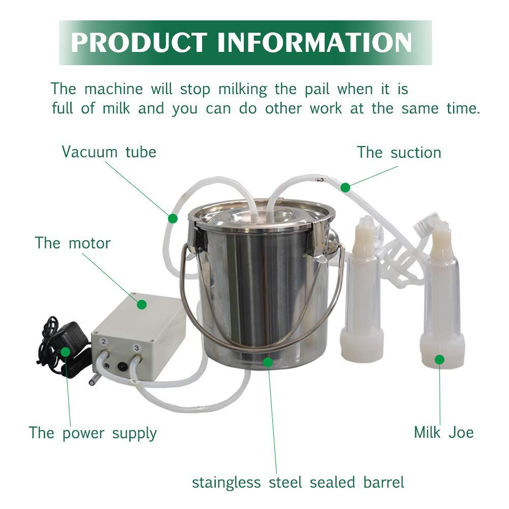 yimei toys goat milking machine pulsating mobile vacuum pump milking machine, agricultural stainless steel food-grade barrel milking machine automatic stop device.(14l,goat)