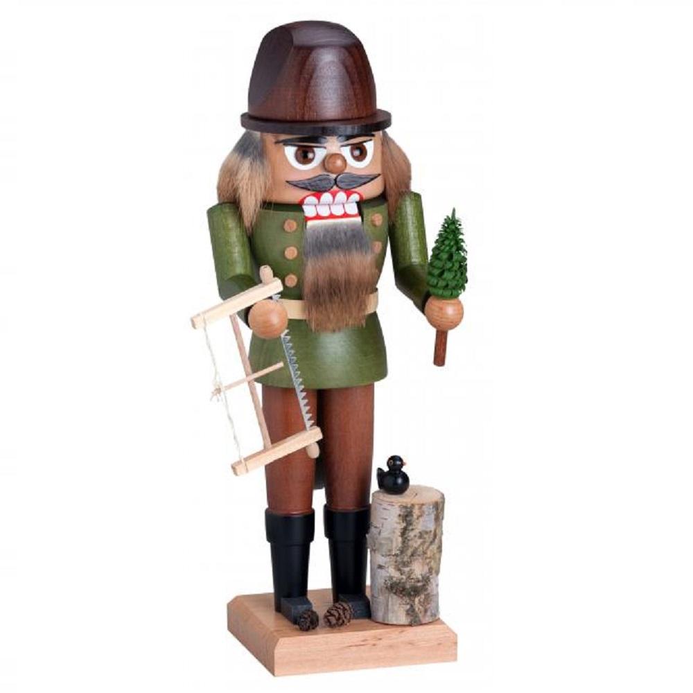 KWO Woodsman with Tree and Saw German Wood Christmas Nutcracker 10 Inch