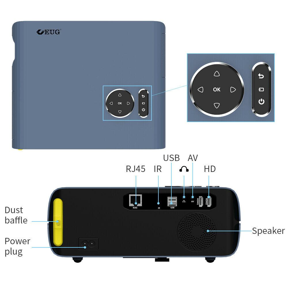 2022 android 9.0 wifi native projector 1080p led cinema tv blue tooth airplay us