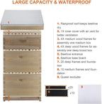 co-z langstroth 30-frame bee hive with 10 medium 20 deep honeycomb foundation frames, bee box for beekeeper starter kit, beekeeping supplies equipment, wood complete honey beehives, 3-tier bees house