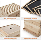 letra bee hive, 3 layer bees house beekeeping box with 10 medium &amp;20 deep honeycomb foundation frames, bee box for beekeeper starter, beekeeping supplies equipment, wood complete honey bee hives kit