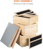 co-z langstroth 30-frame bee hive with 10 medium 20 deep honeycomb foundation frames, bee box for beekeeper starter kit, beekeeping supplies equipment, wood complete honey beehives, 3-tier bees house