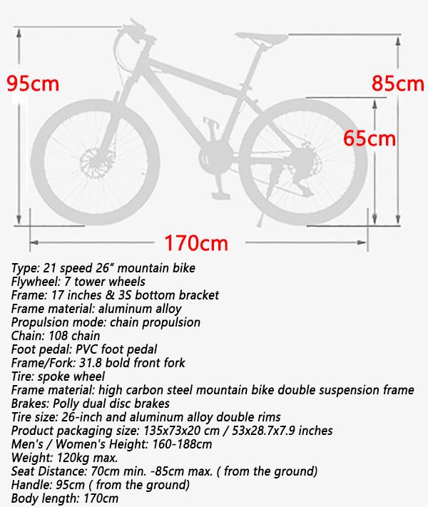 Mad Hornets Unisex Mountain Bike 26" Wheels 21 Speed Bicycle Disc