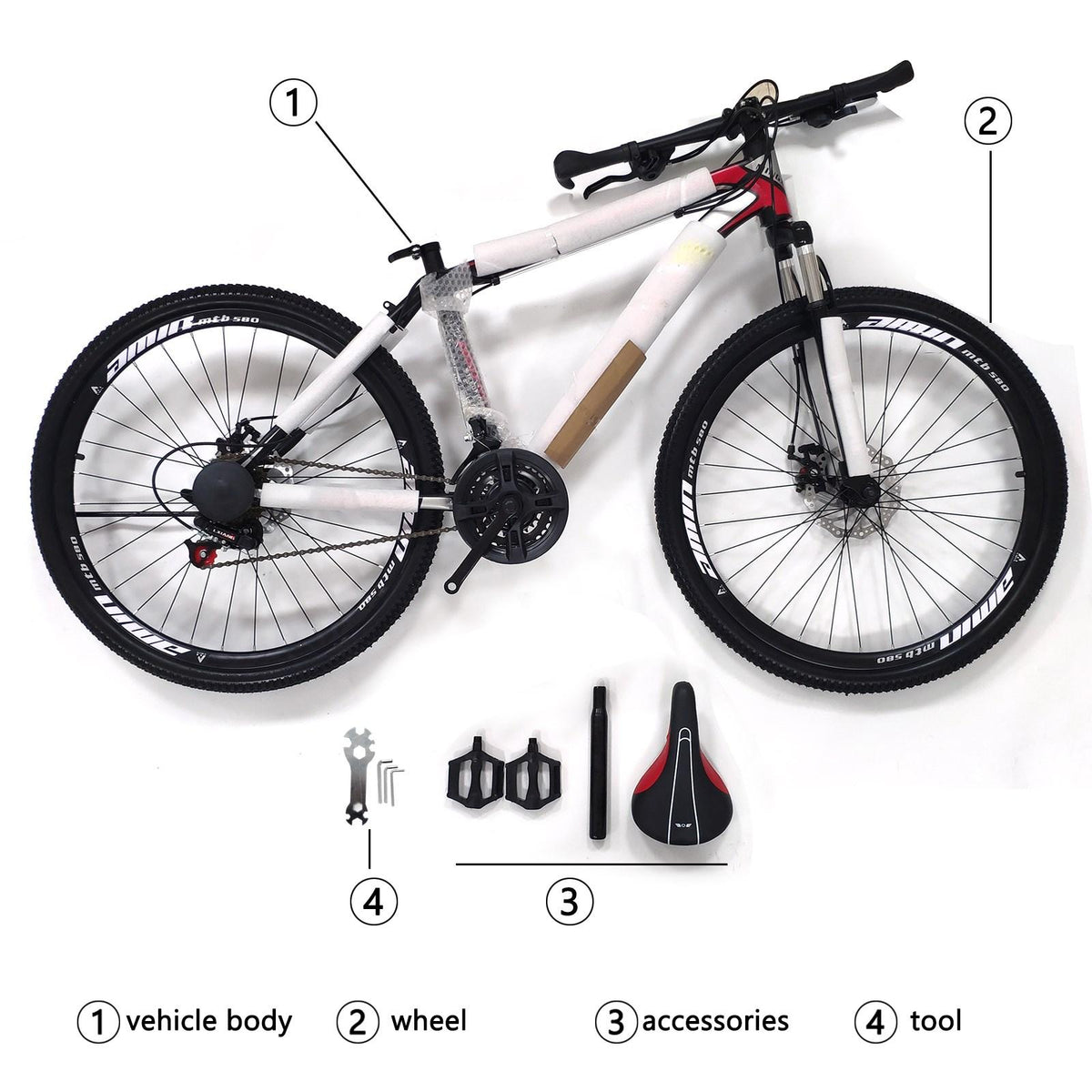 Mad Hornets Unisex MTB Mountain Bike 26 In. Wheels 21 Speed Bicycle Disc Black