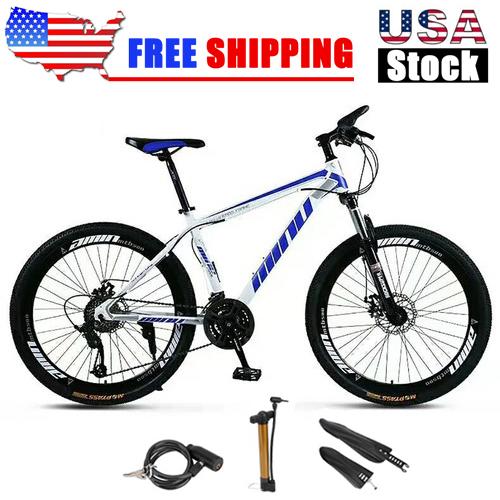 MotorGenic Unisex Mountain Bike 26 In., Wheels, 21 Speed Disc Bicycles, Bike Lock, Air Pump