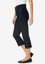 perfect denim capri with button trim