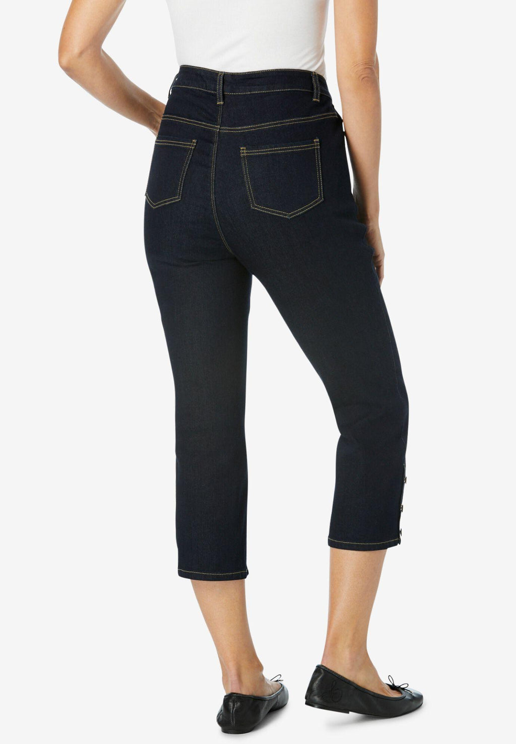 perfect denim capri with button trim