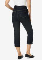 perfect denim capri with button trim