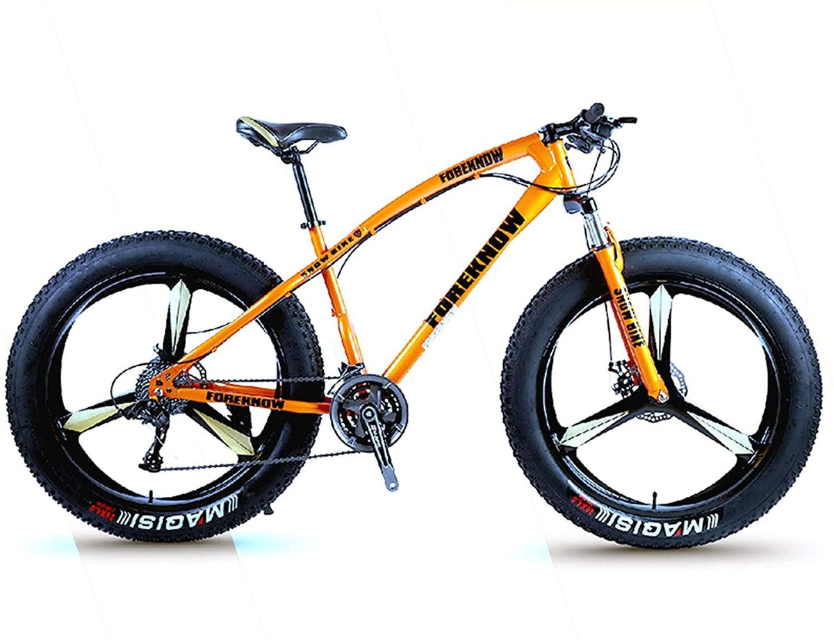 CHICAI High-Carbon Beach Snow Fat Bike Mountain Cross-Country Steel Ultra-Wide Tire Sports Bike 21-30speed Low-Speed Racing Student Bike Adult 26-inch (Size : 24-Speed)