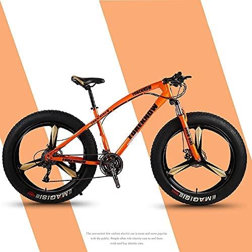 CHICAI High-Carbon Beach Snow Fat Bike Mountain Cross-Country Steel Ultra-Wide Tire Sports Bike 21-30speed Low-Speed Racing Student Bike Adult 26-inch (Size : 24-Speed)