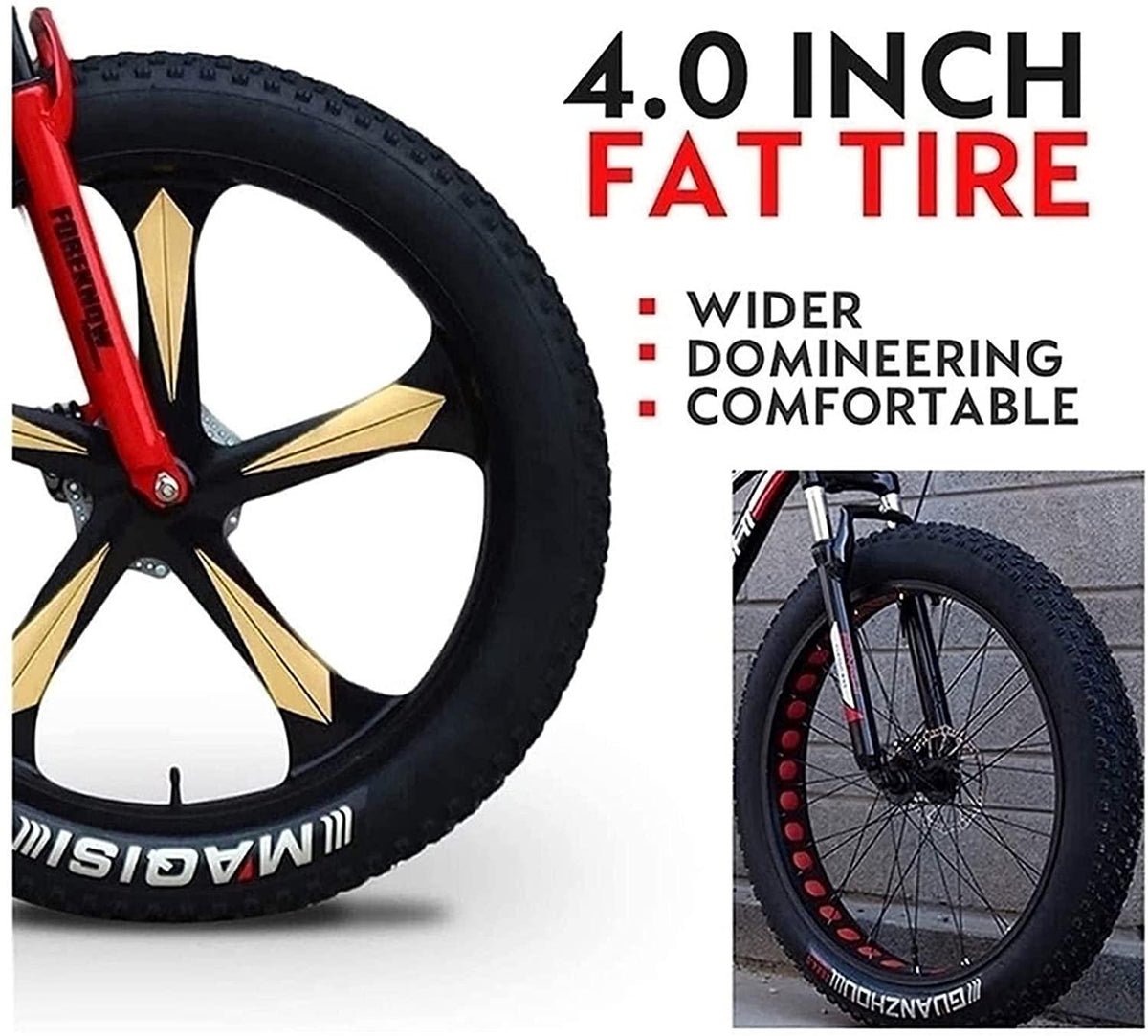 CHICAI High-Carbon Beach Snow Fat Bike Mountain Cross-Country Steel Ultra-Wide Tire Sports Bike 21-30speed Low-Speed Racing Student Bike Adult 26-inch (Size : 24-Speed)
