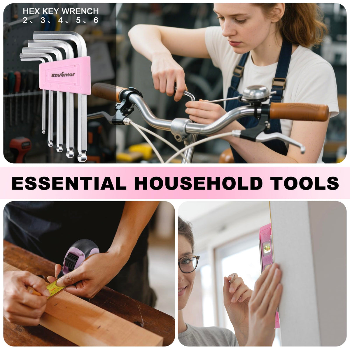 Pink Tool Kit Set for Women, 146PCS General Household Hand Tool Kit with StoraToolbox, Ladies Small Basic Tool Kits for Home Maintenance, DIY Projects
