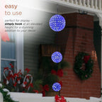 37 in. Tall 3-Tier Christmas Ornaments With Chasing Blue and White LED Lights