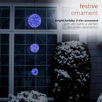 37 in. Tall 3-Tier Christmas Ornaments With Chasing Blue and White LED Lights