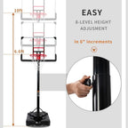 Portable Basketball Hoop &amp; Goal, Outdoor Basketball System with 6.6-10ft Height Adjustment for Youth and Adults,Black