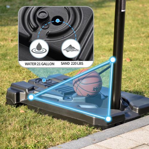 Portable Basketball Hoop &amp; Goal, Outdoor Basketball System with 6.6-10ft Height Adjustment for Youth and Adults,Black